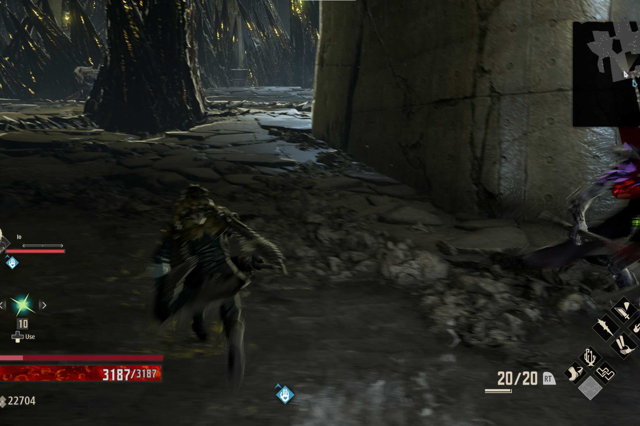 A screenshot of Code Vein depicting motion blur