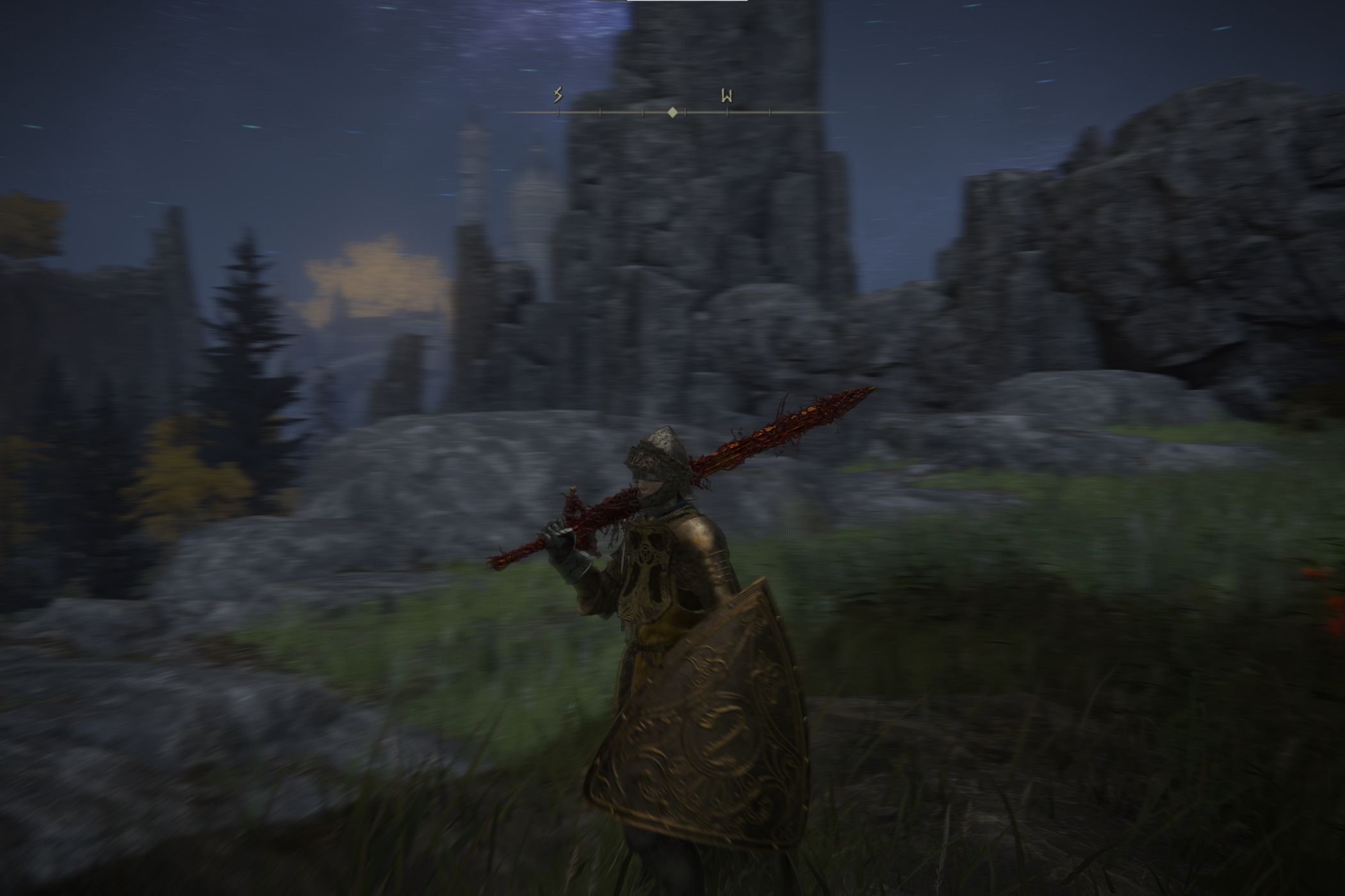 A screenshot of Elden Ring showcasing motion blur