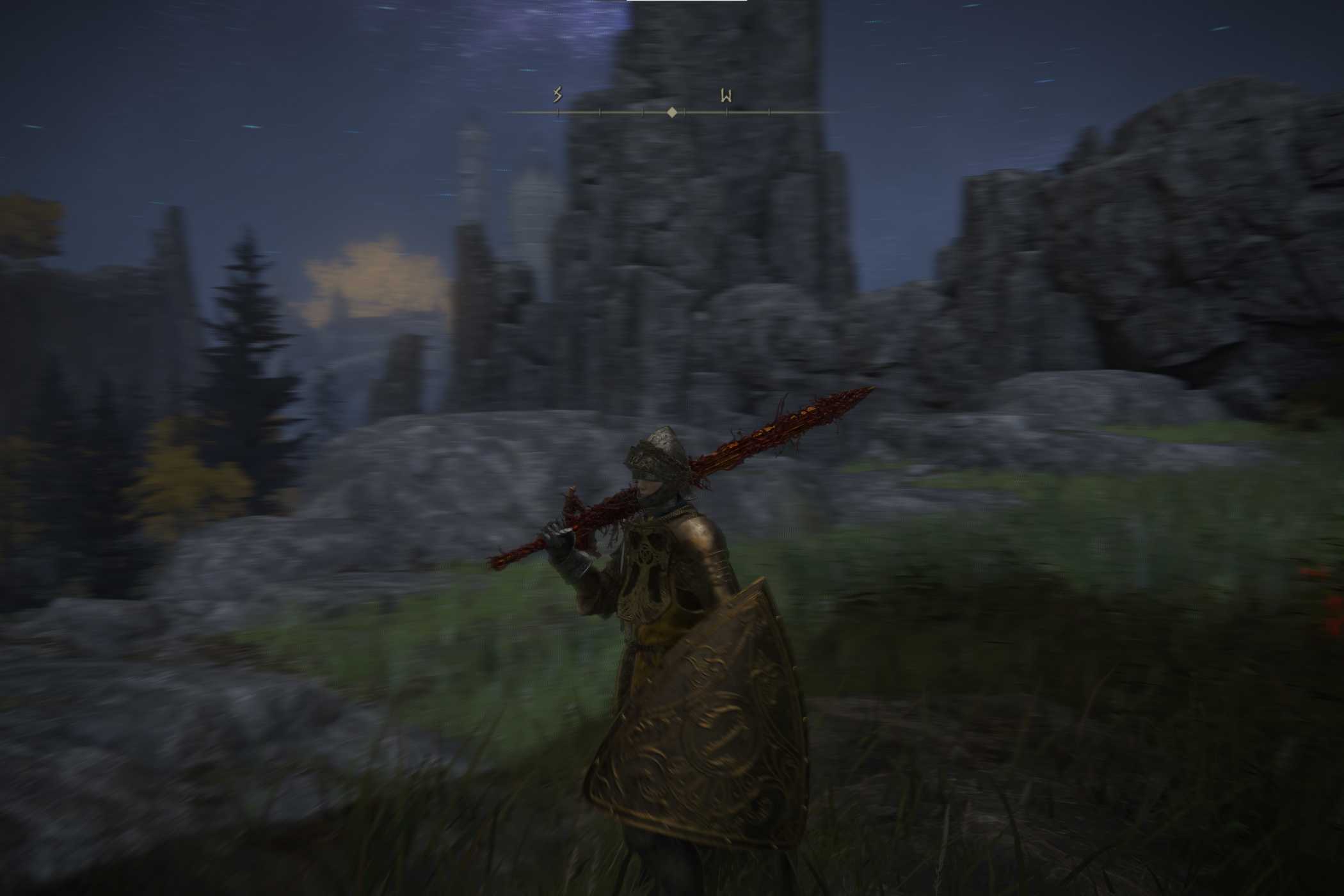 A screenshot of Elden Ring showcasing motion blur