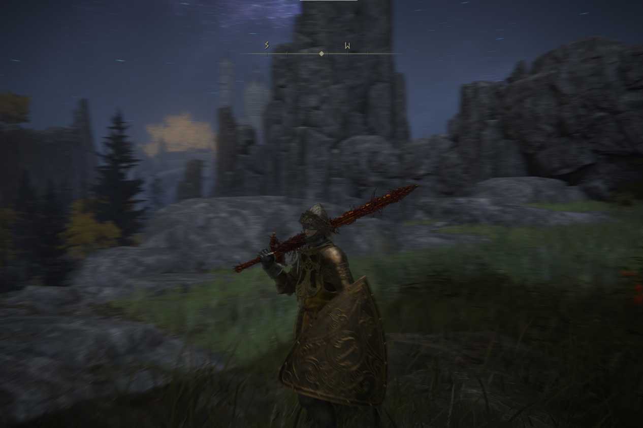 A screenshot of Elden Ring showcasing motion blur