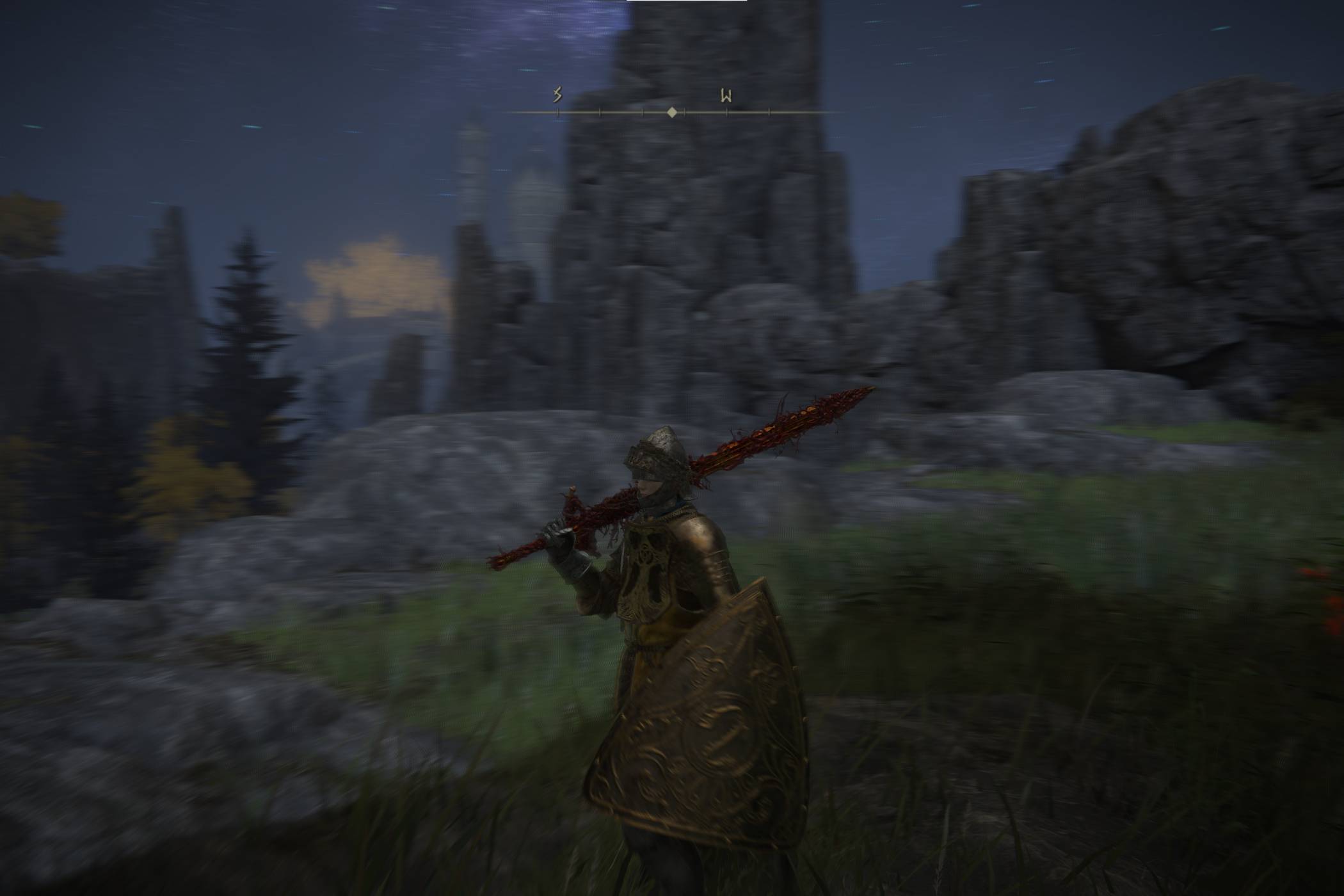 A screenshot of Elden Ring showcasing motion blur