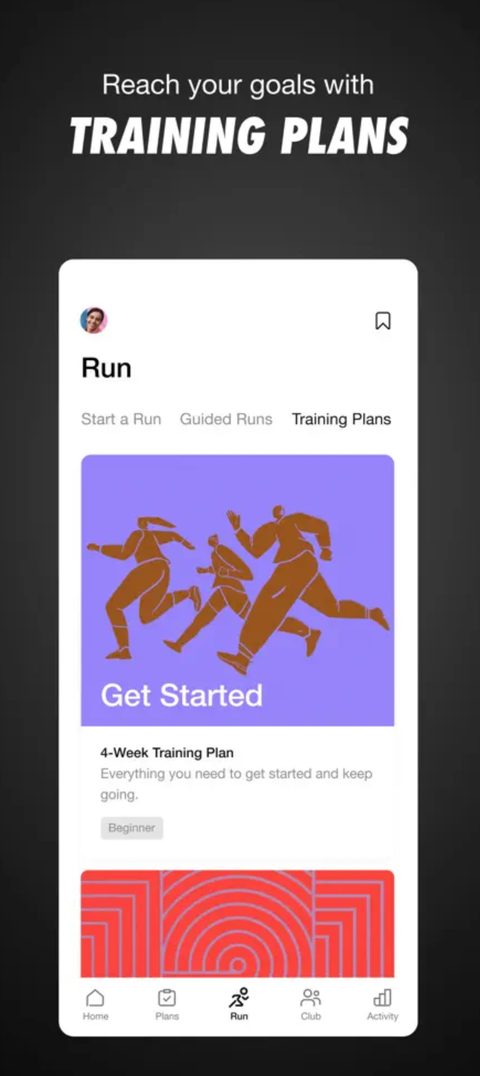 Training plans in the Nike Run Club app.