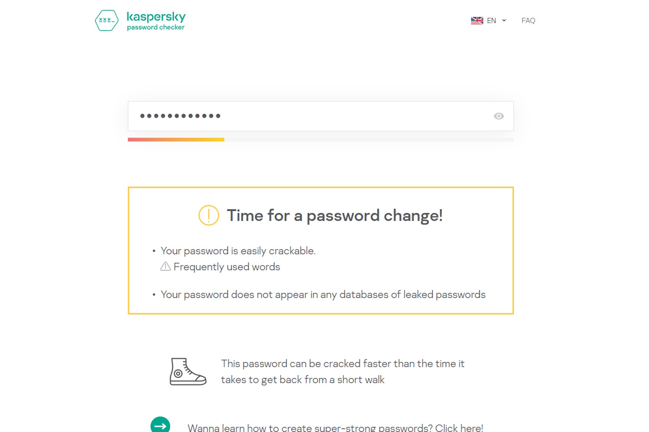 Auto-prompt to check a password's strength.