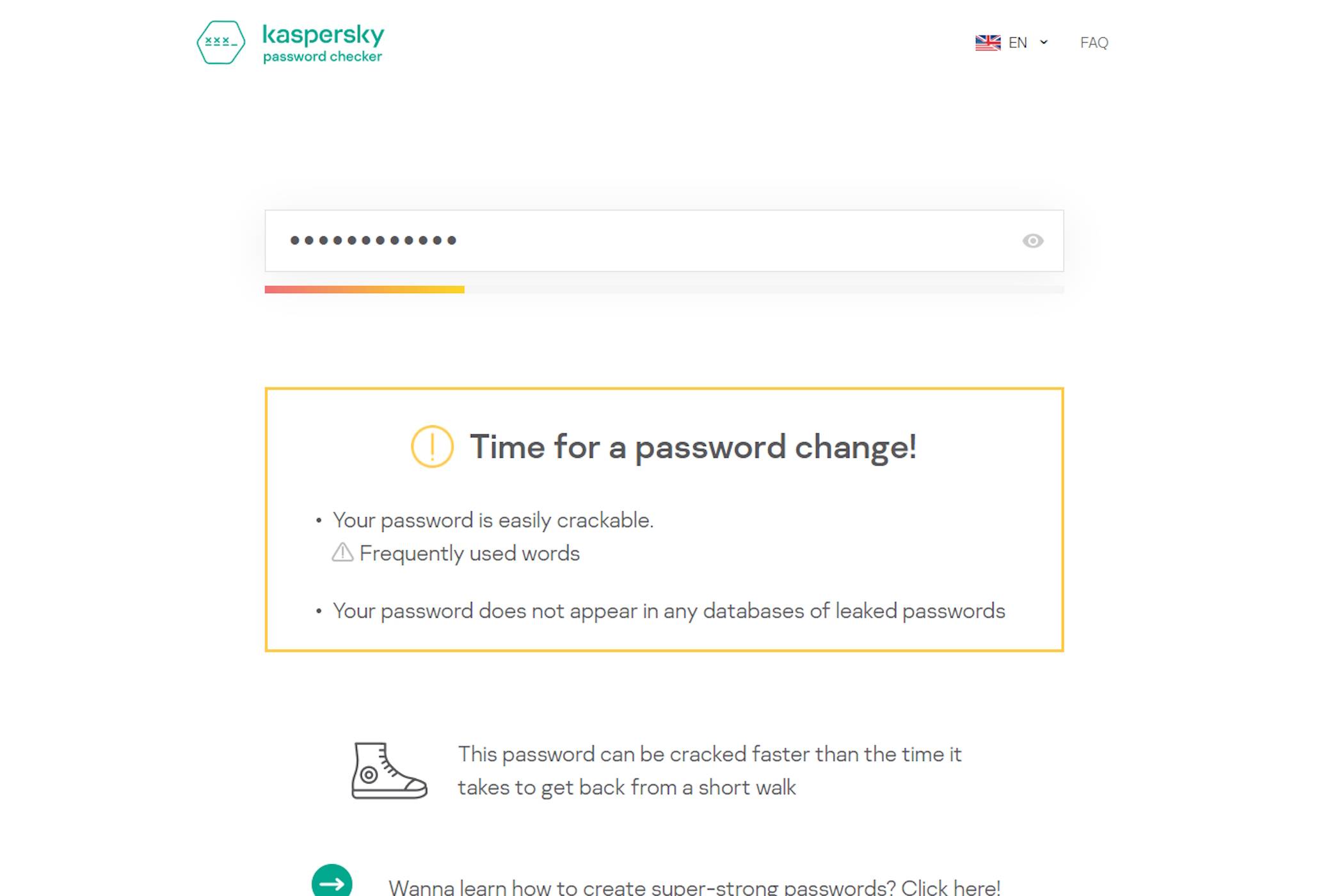 Auto-prompt to check a password's strength.