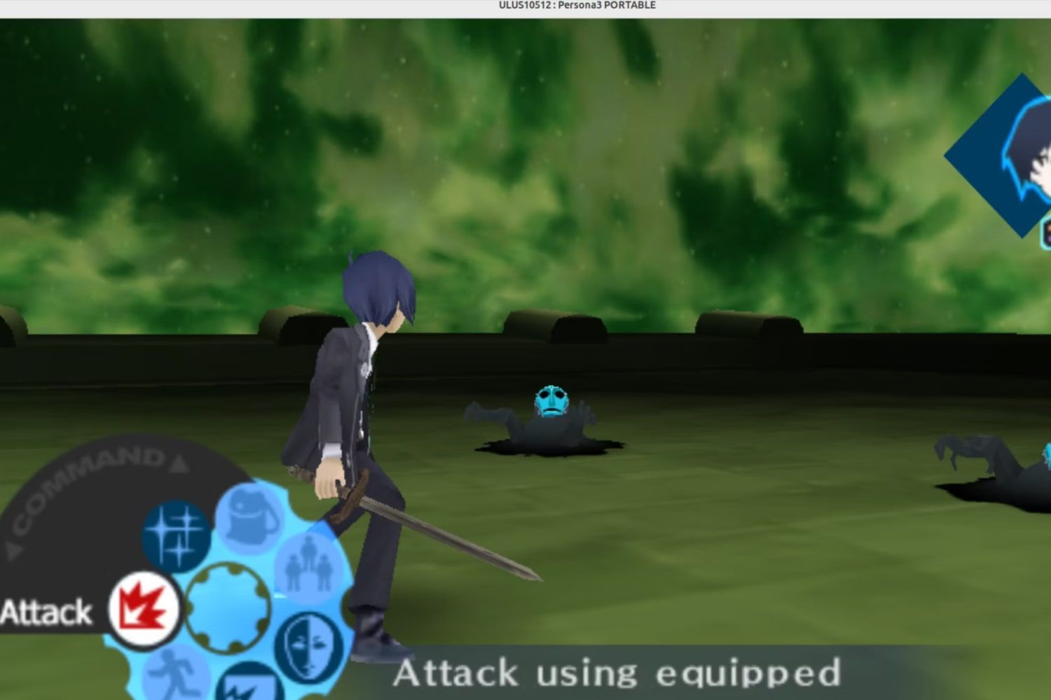 A screenshot of Persona 3: Portable running via PPSSPP on the Raspberry Pi 5