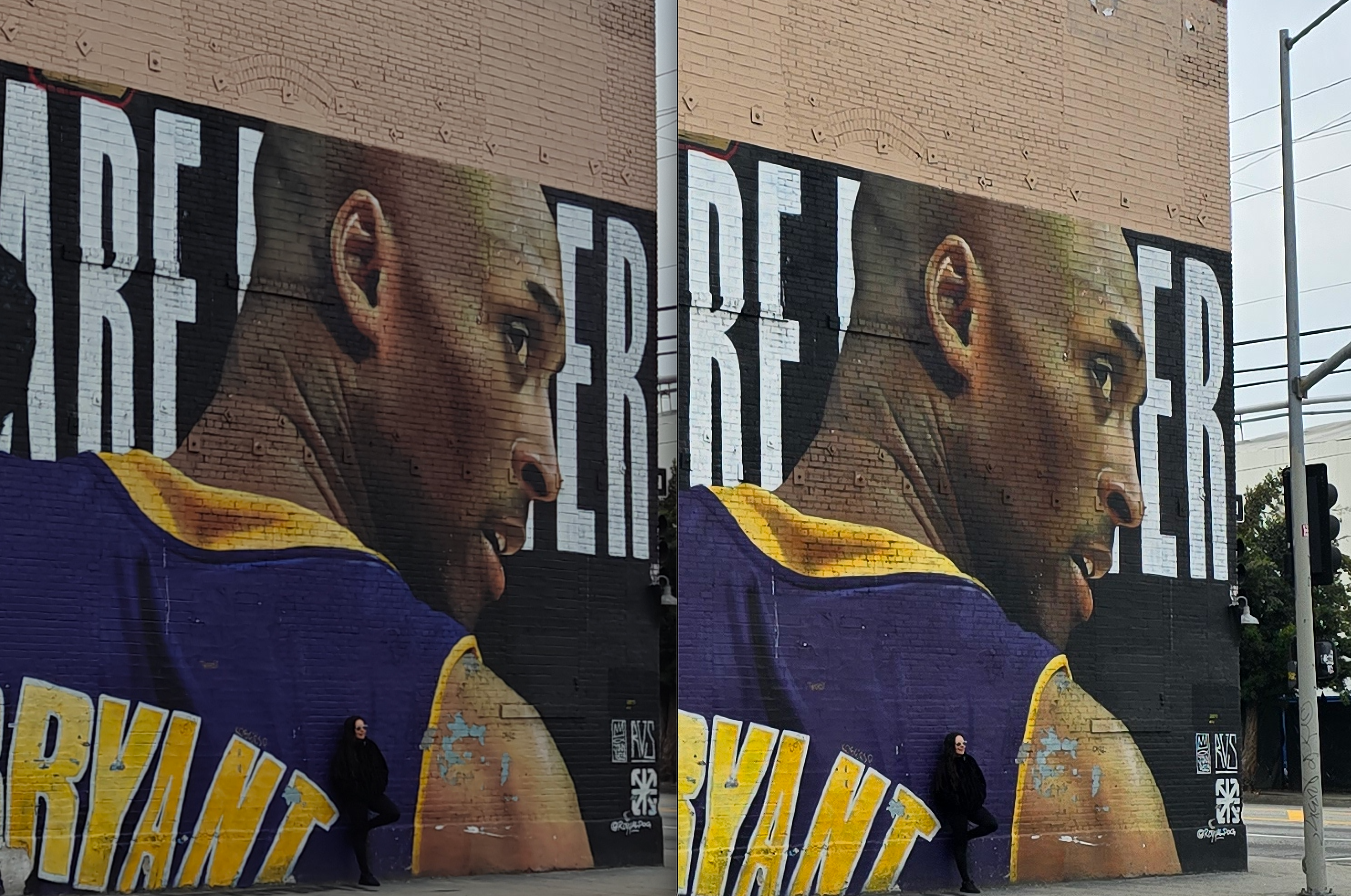 Main camera sample with 100% crop, OnePlus 12 (left); S24 Ultra (right)