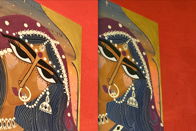 Main camera sample with 100% crop, OnePlus 12 (left); S24 Ultra (right)
