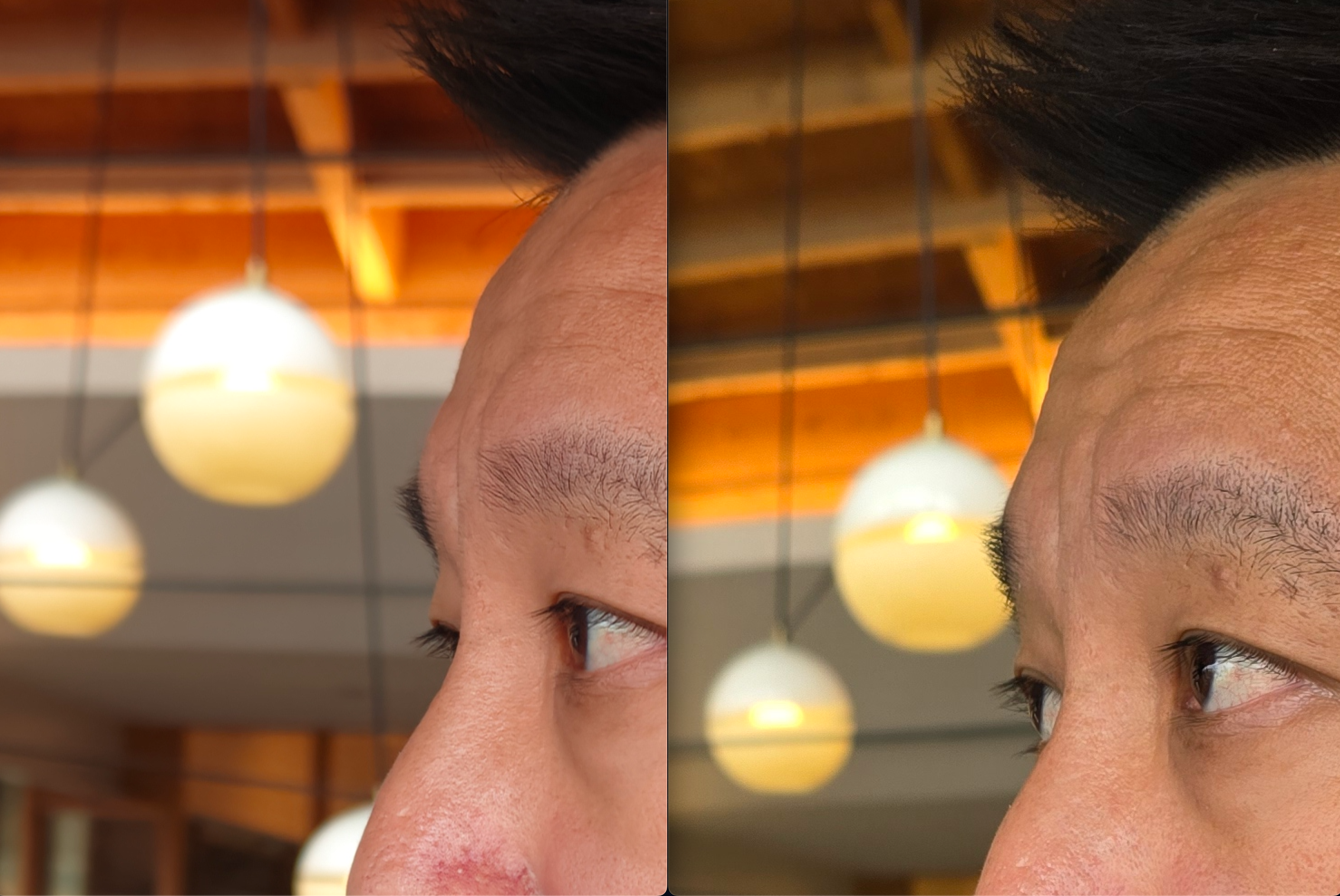 Main camera sample with 100% crop, OnePlus 12 (left); S24 Ultra (right)