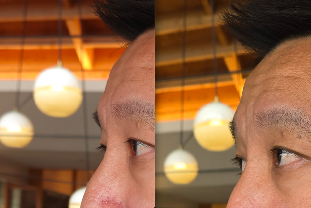 Main camera sample with 100% crop, OnePlus 12 (left); S24 Ultra (right)
