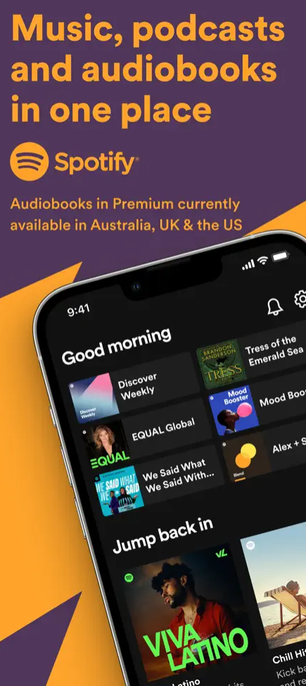 A promotional screenshot for the Spotify app.