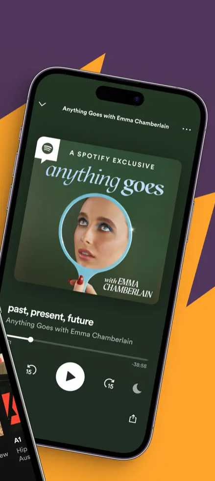 A podcast playing in the Spotify app.