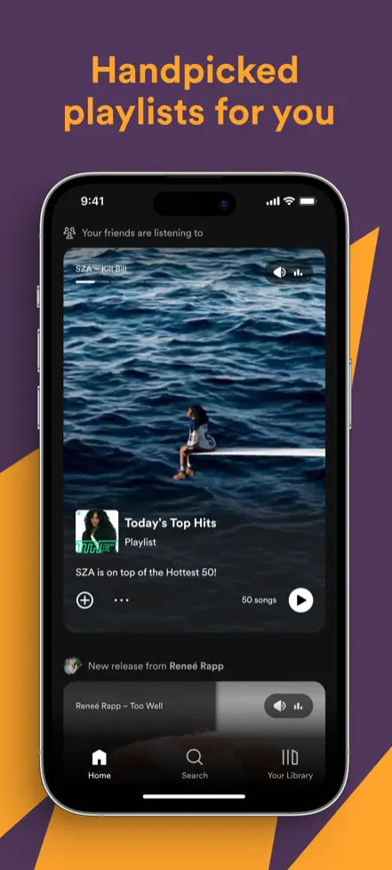 A curated playlist playing in the Spotify app.