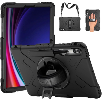 A render showing the Supfive rugged case for Galaxy Tab S9+ in black color.
