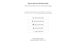 A screenshot of Tailscale's identity provider signup page.
