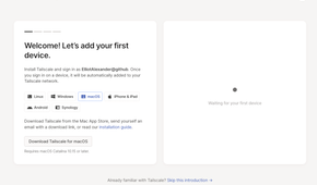 A screenshot of Tailscale's introductory setup page.