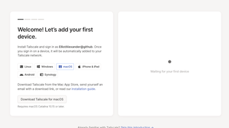 A screenshot of Tailscale's introductory setup page.