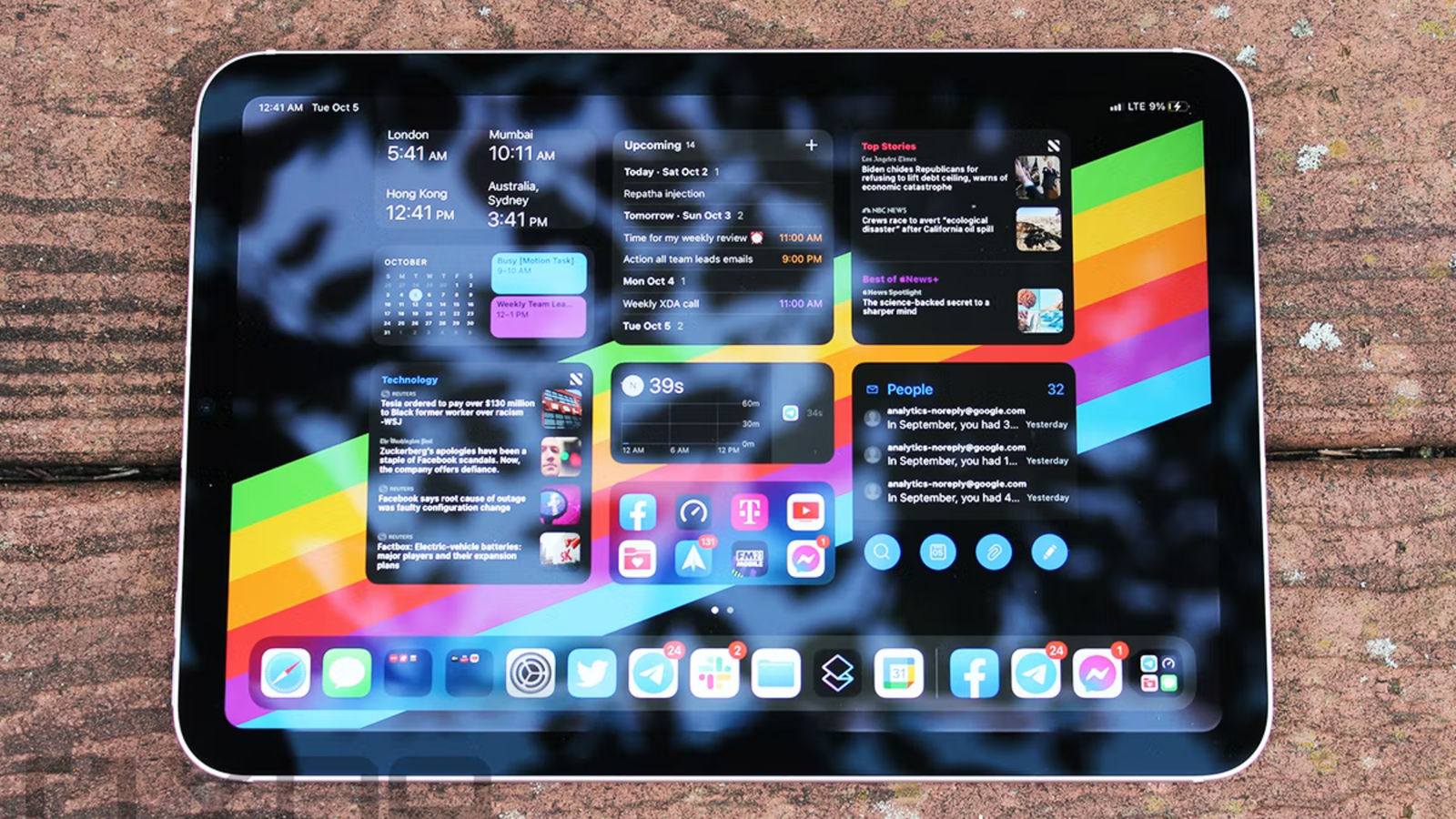 iPad Mini 6 on table with colorful background