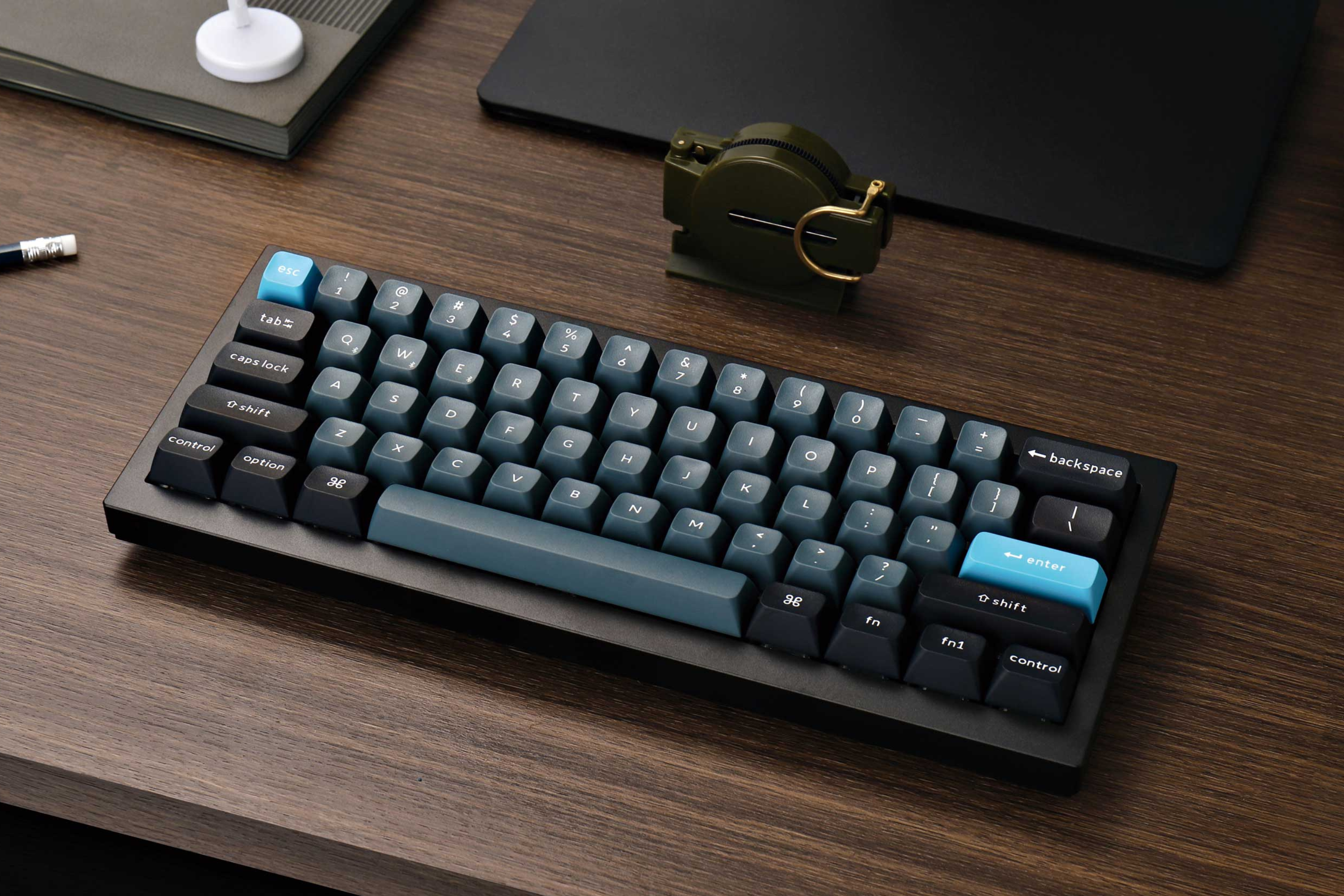 Keychron Q4 Pro Wireless Custom Mechanical Keyboard on wood desk