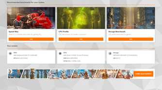 A screenshot showing all the 3DMark tests listed in its app.