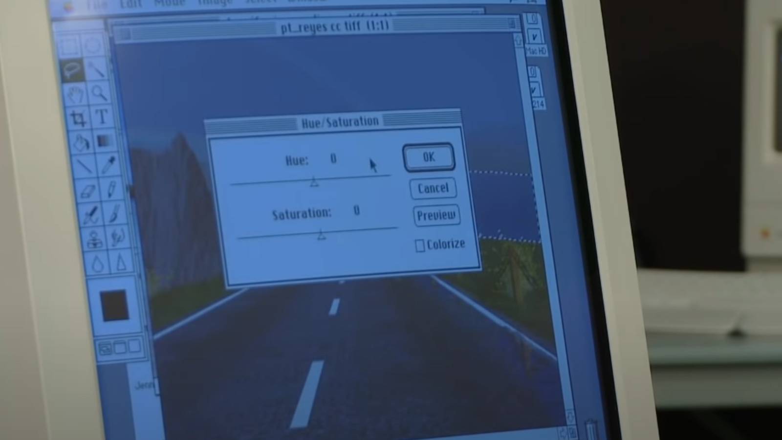 Adobe Photoshop 1.0 running on an old system