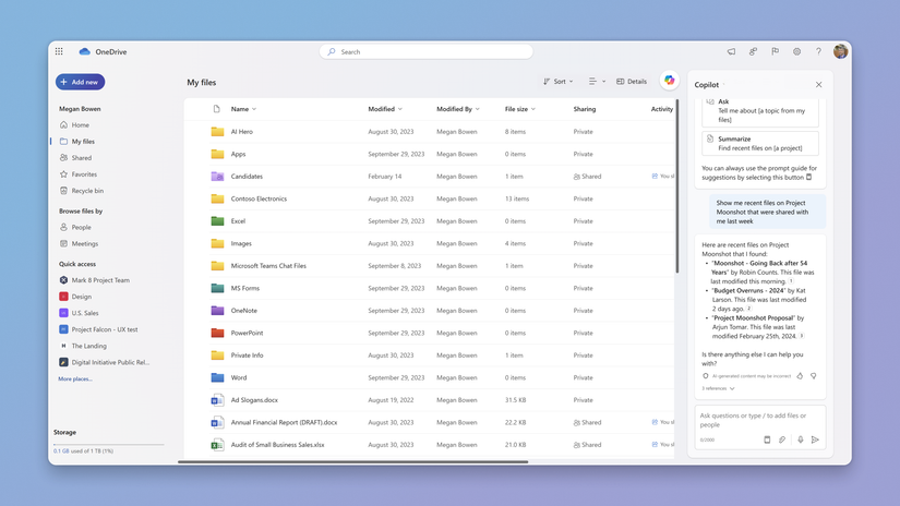Finding a file with Copilot for OneDrive