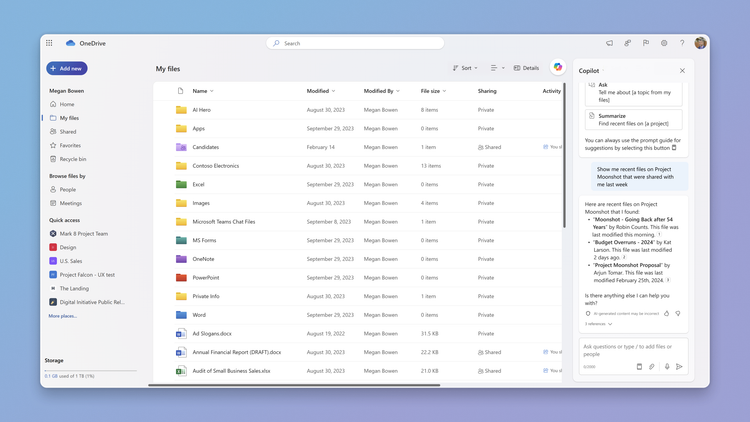 Finding a file with Copilot for OneDrive