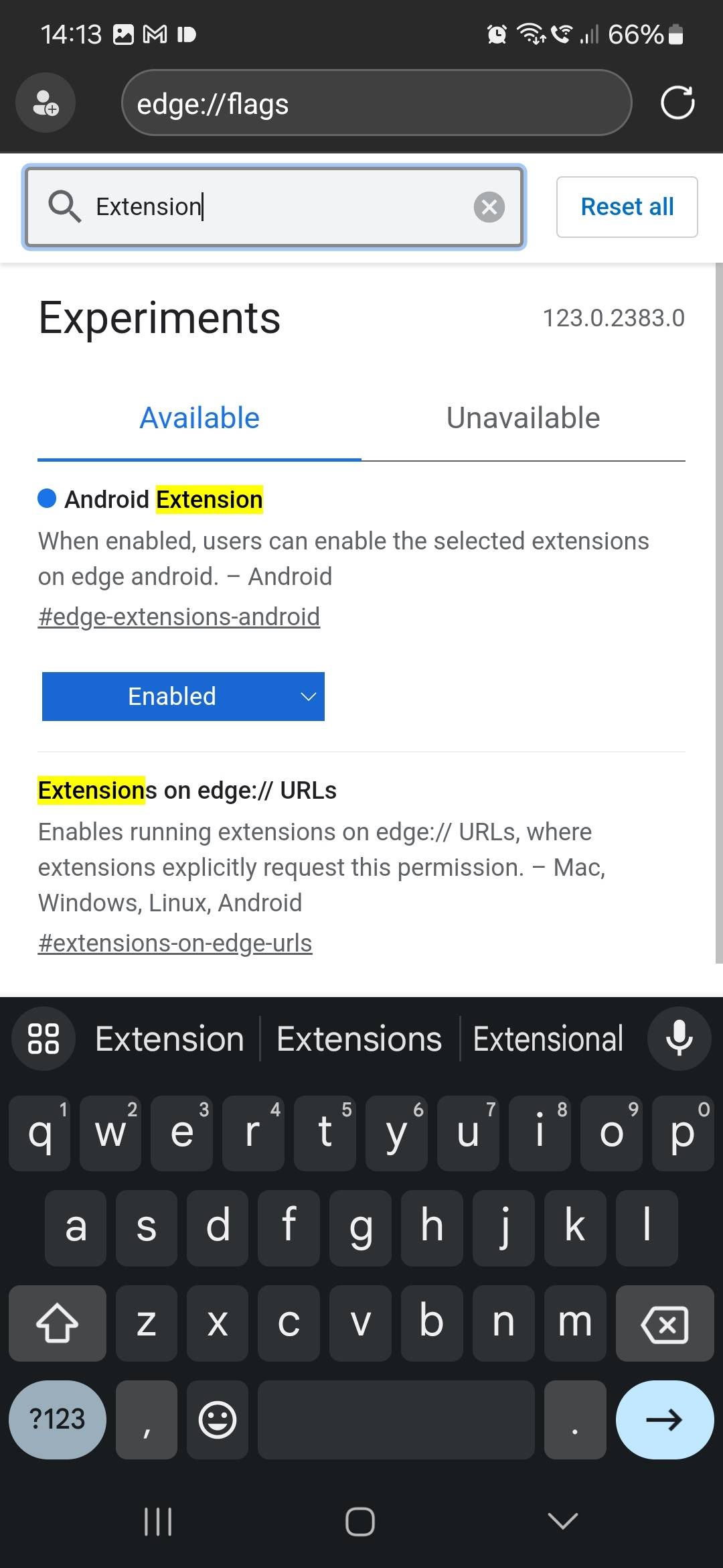 Finding the Extensions option