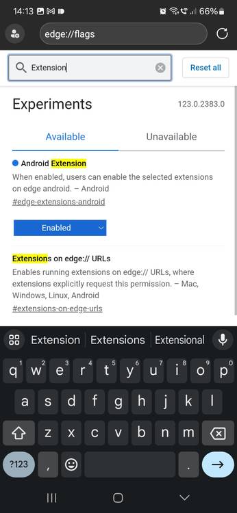 Finding the Extensions option