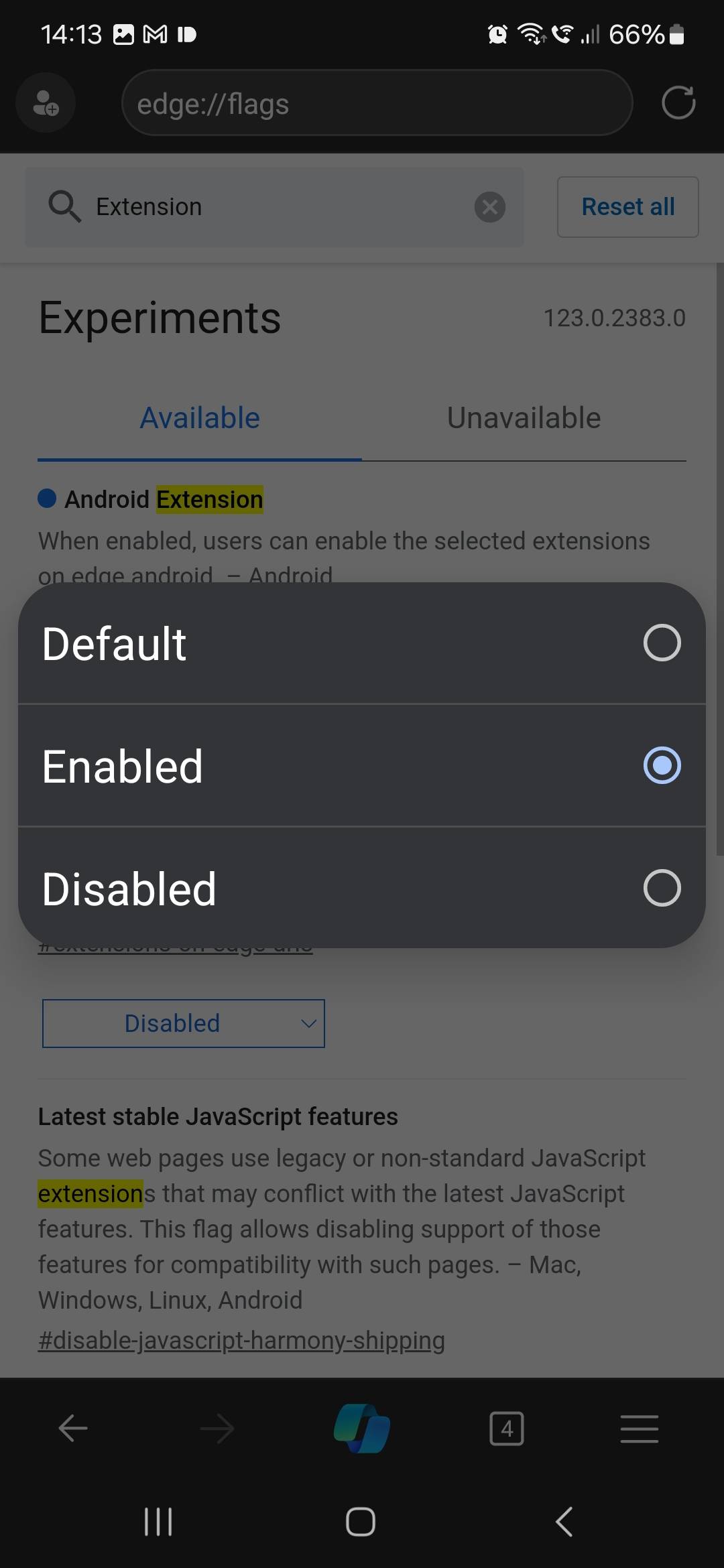 Enabling extensions on Edge