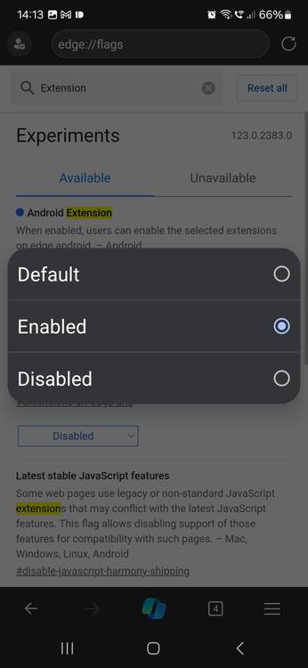 Enabling extensions on Edge