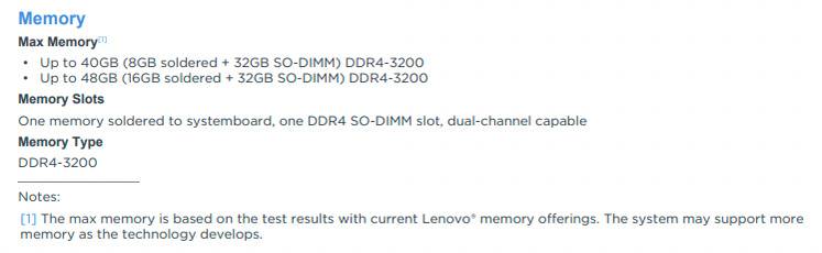Lenovo memory information is PSREF documents