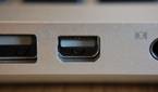 A mini DisplayPort connection on a MacBook Pro