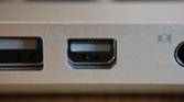 A mini DisplayPort connection on a MacBook Pro