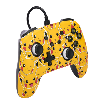 A PNG render of the PowerA Enhanced Wired Controller Pikachu Edition on a transparent background.