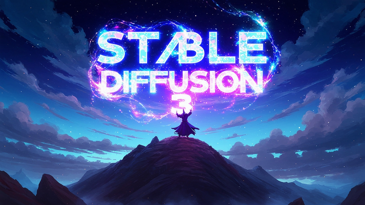 Prompt: Epic anime artwork of a wizard atop a mountain at night casting a cosmic spell into the dark sky that says 