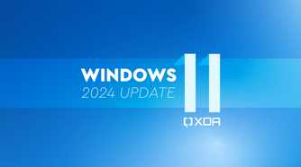 Text reading Windows 11 2024 Update over a blue background