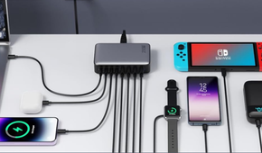 200W 8 port charging station plugged into many different devices