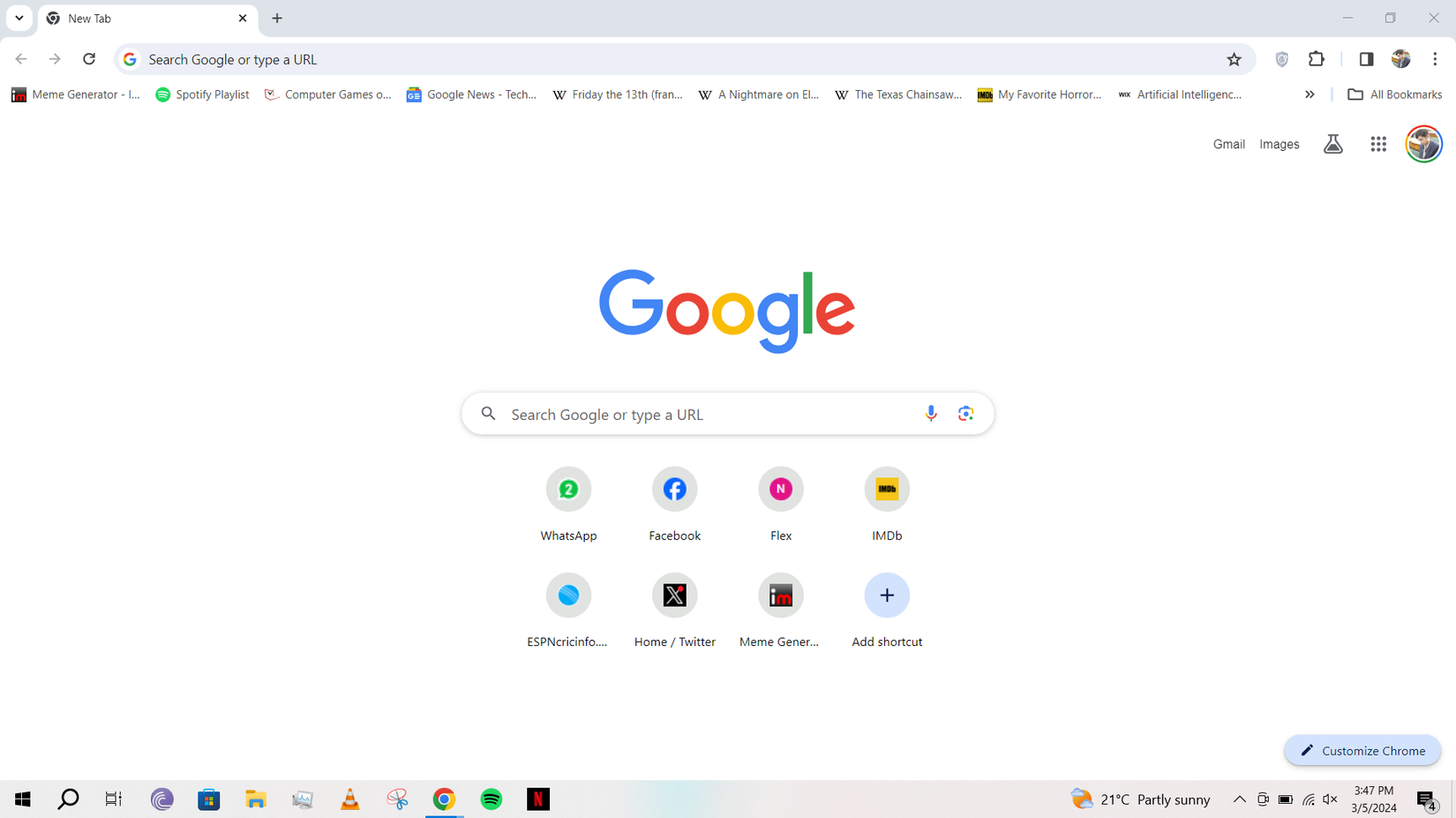 Google Search open in a new tab on Windows 10