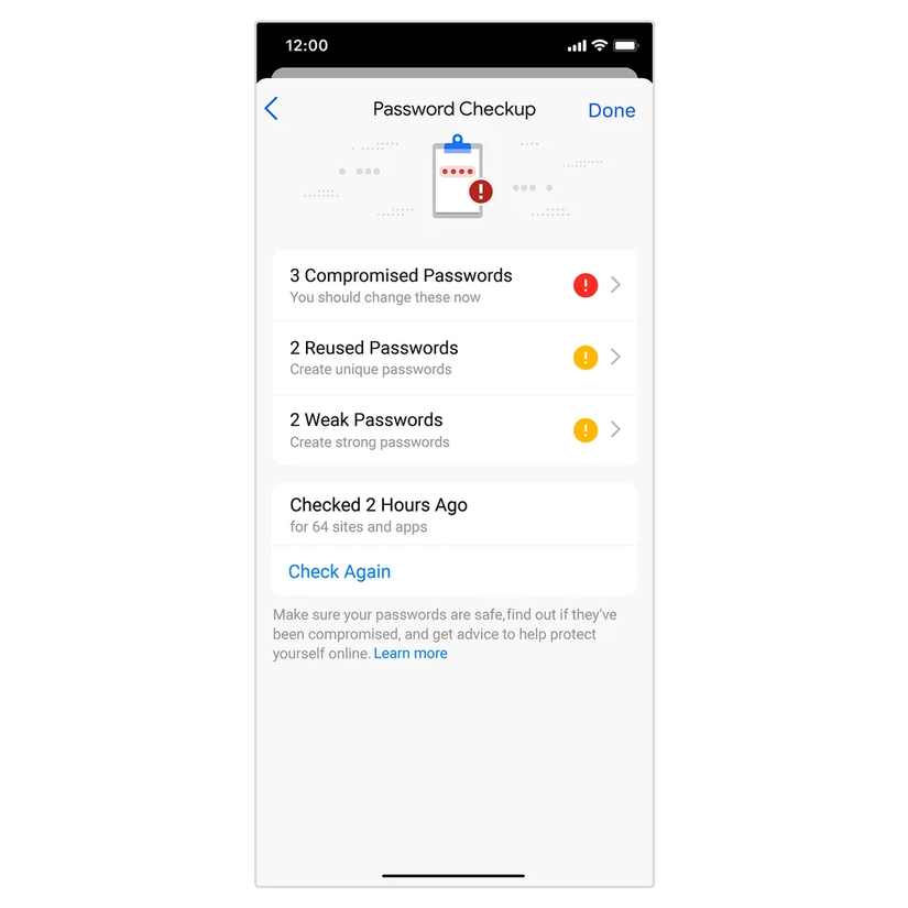 Checking password security on Chrome