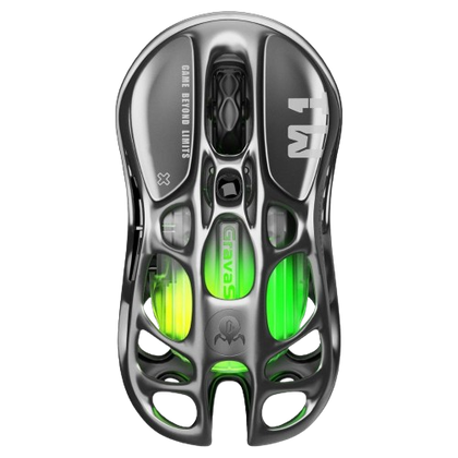 An image showing the render of the GravaStra Mercury M1 Pro gaming mouse in grey color.
