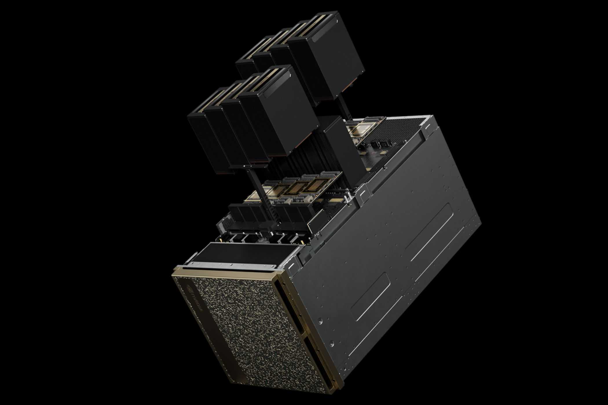 An image showing a render of the Nvidia DGX B200 unified AI system.