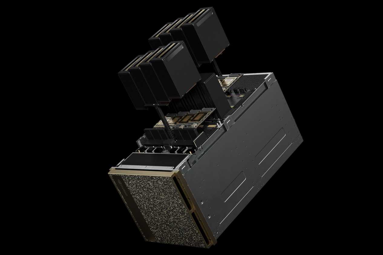 An image showing a render of the Nvidia DGX B200 unified AI system.
