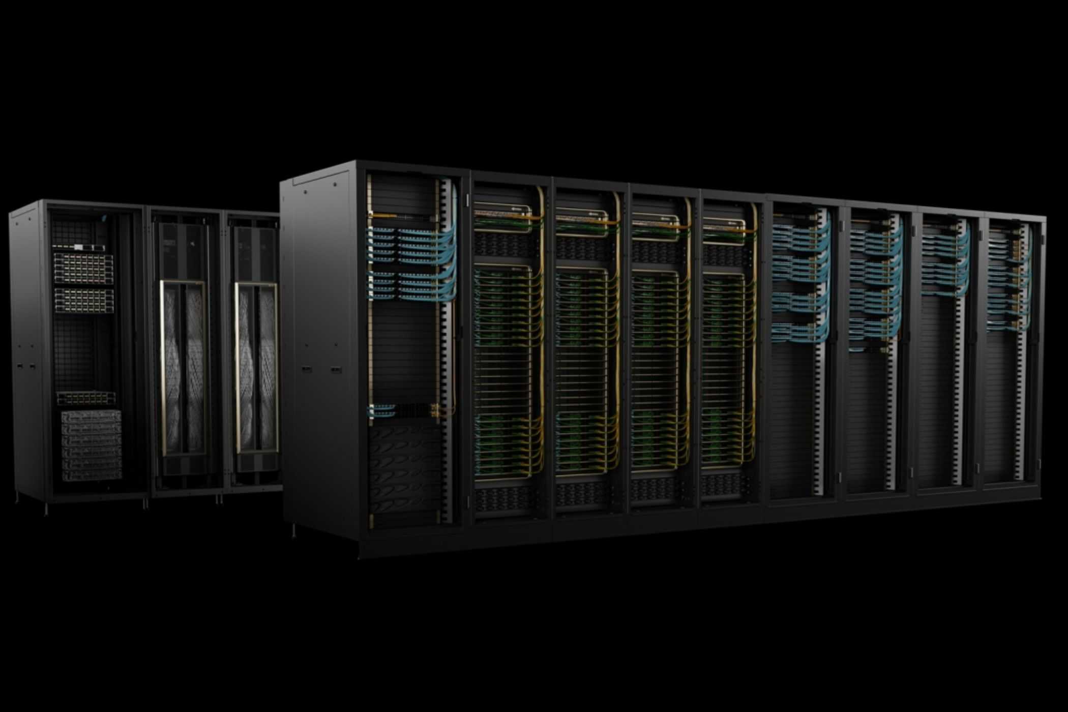 An image showing a render of the Nvidia DGX SuperPod system.
