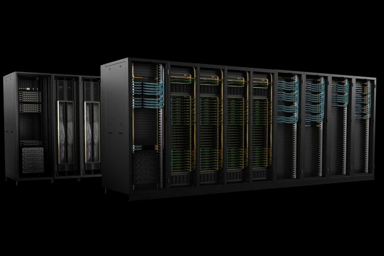An image showing a render of the Nvidia DGX SuperPod system.