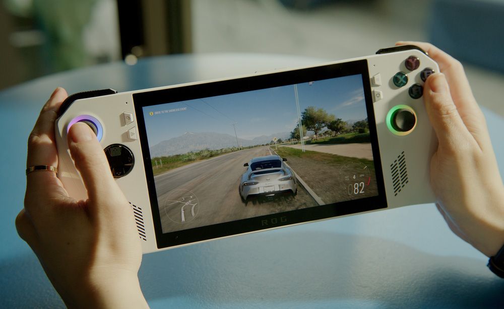 A racing game playing on the ASUS ROG Ally