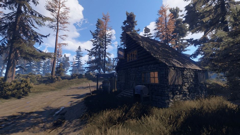 A remote cabin in the video game Rust