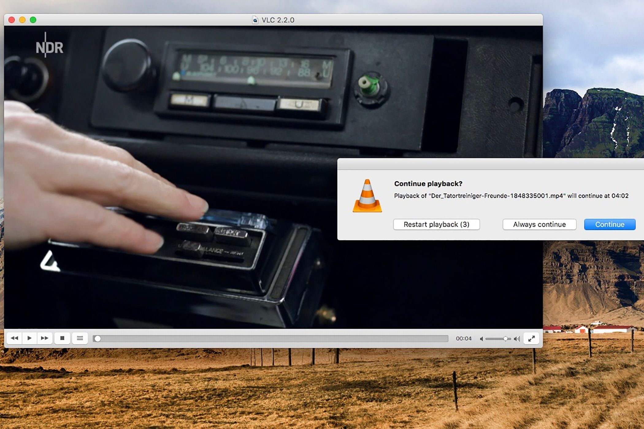 A Mac screen showing the VLC Media player