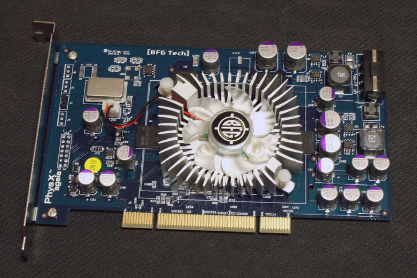 An image showing the Ageia PhysX card kept on a desk.