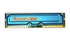 An image showing an RDRAM module with a metal cover