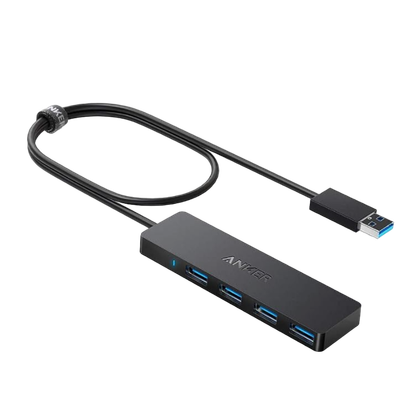 A transparent render of the Anker 4-Port USB 3.0 Hub